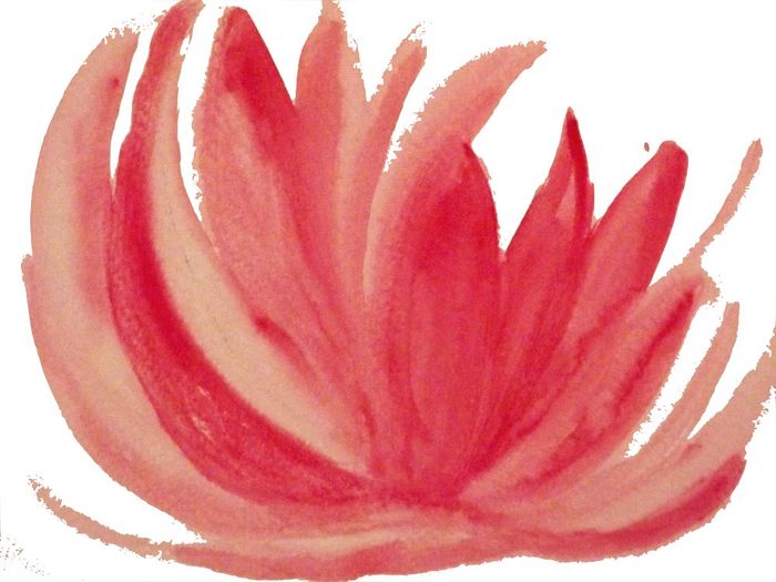 Aquarelle : une fleur rouge aux pétales en flammes